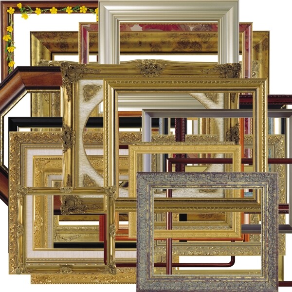 欧式镜框实木边框PSD分层素材