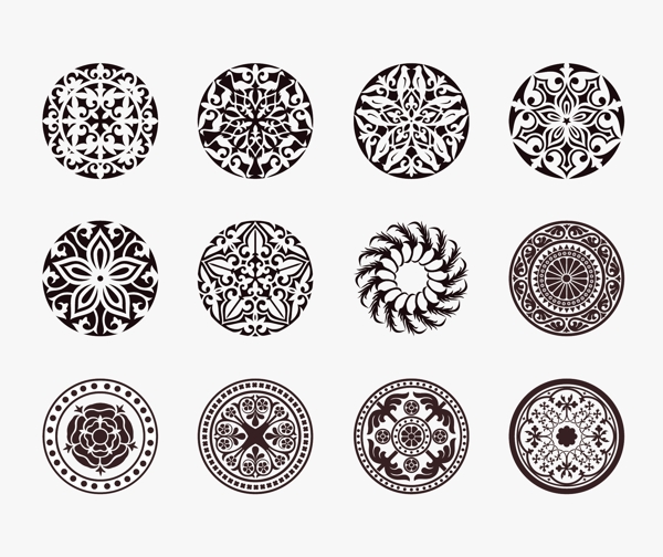12错综复杂的花圆饰向量集