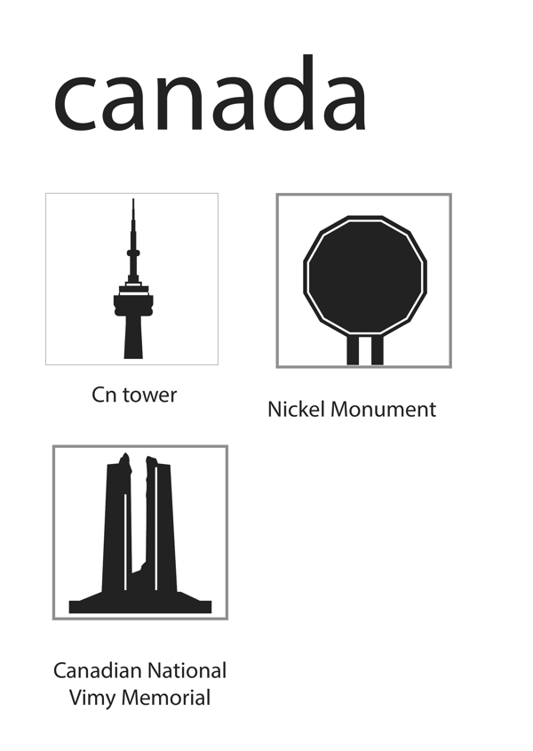 加拿大地标性建筑剪影矢量图标