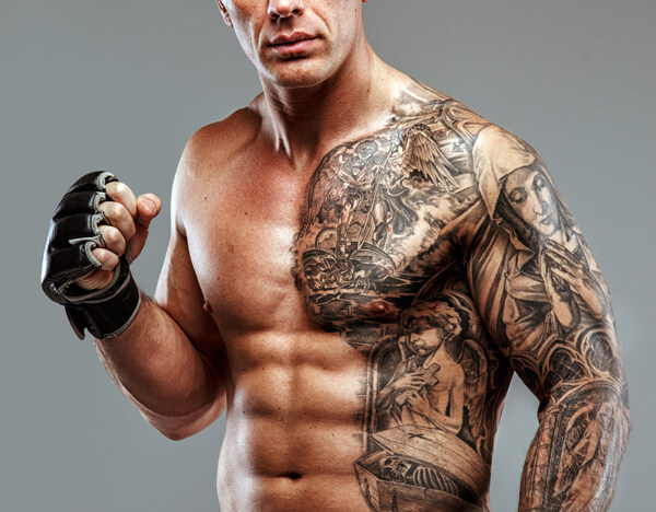 纹身的拳击手图片