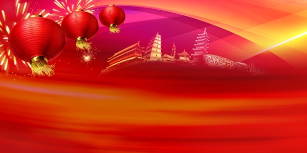 大红色中国春节节日背景