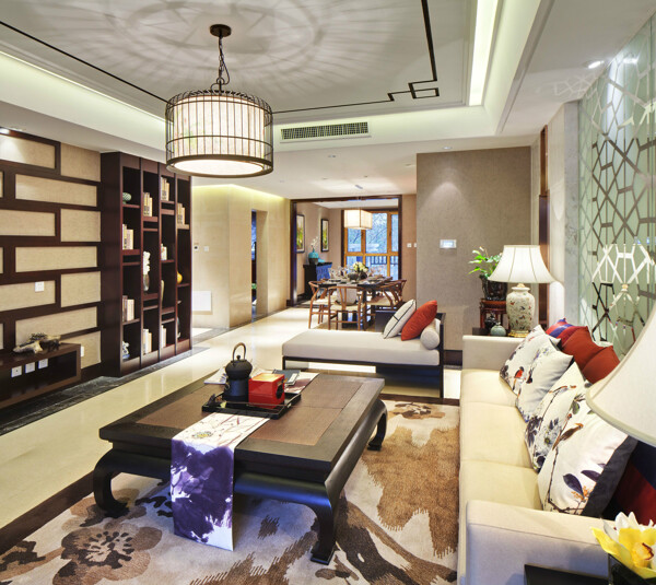 中式时尚室内客厅沙发效果图
