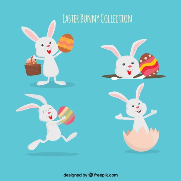 复活节小白兔拿彩蛋素材