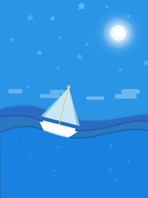 蓝色小清新国际航海日卡通背景