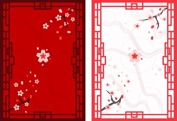 日本中国风樱花边框素材