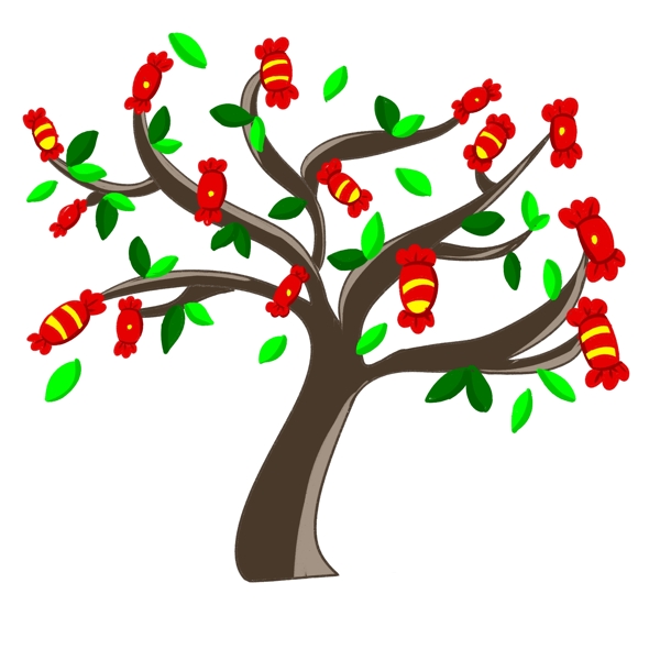 红色糖果创意树插图