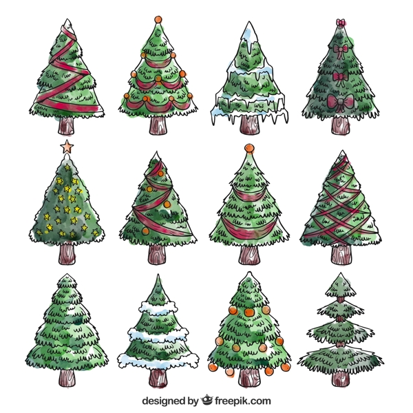 手绘圣诞树系列