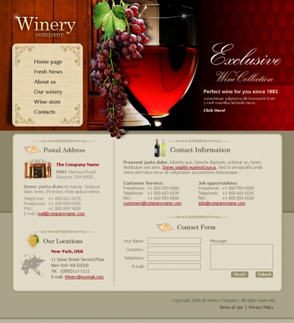 清醇的葡萄酒网站界面欧美网页模板图片