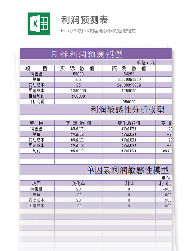 预测表excel模板