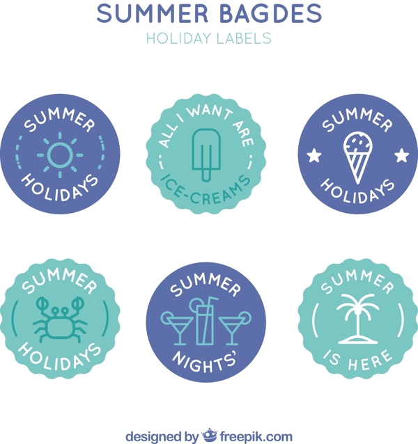 各种圆形夏季元素图标