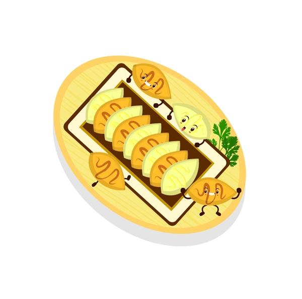 饺子食物原创中国传统美食卡通AI矢量文件
