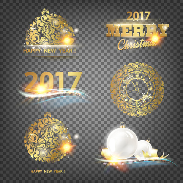 2017金色花纹标签图片