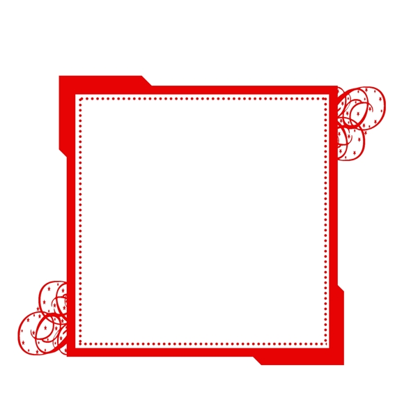 红色花纹正方形中国风边框素材可商用