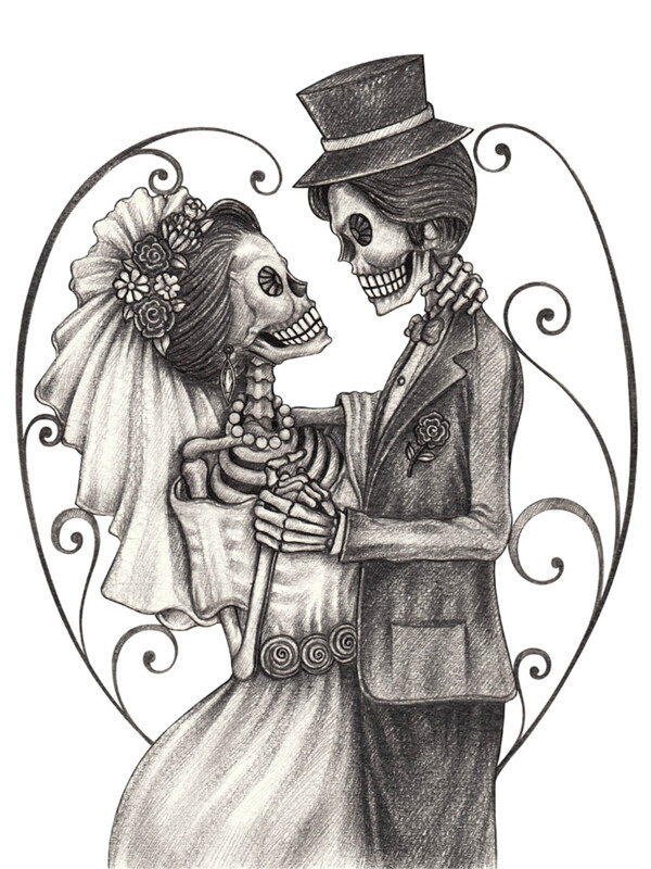 婚礼的骷髅图片