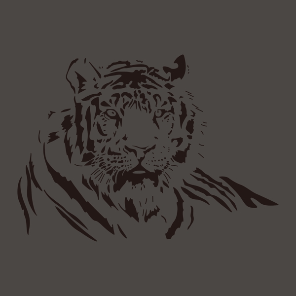 印花矢量图T恤图案动物老虎色彩免费素材