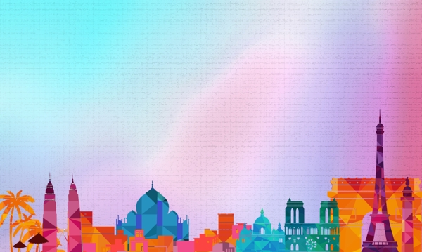 城市剪影缤纷城市彩色城市