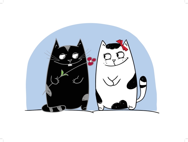 卡通动物系列黑白猫