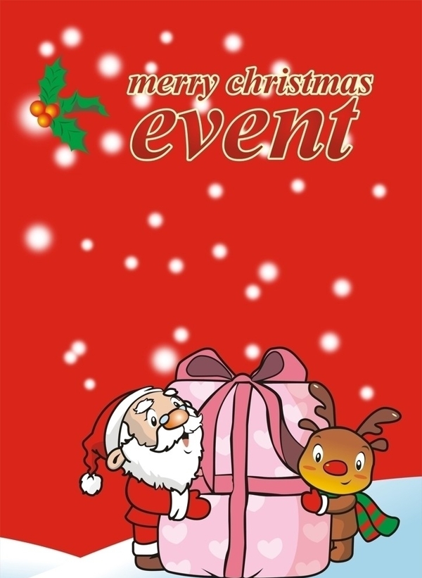 圣诞卡封面圣诞老人鹿礼物图片