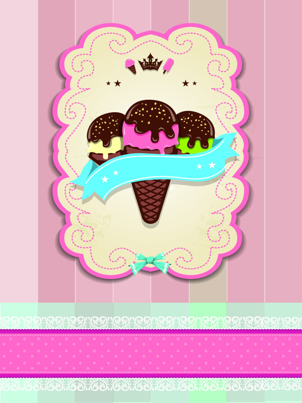 甜品冰淇淋可爱少女系矢量菜单背景素材