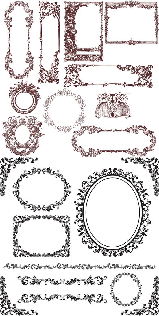 欧式花纹装饰边框矢量素材