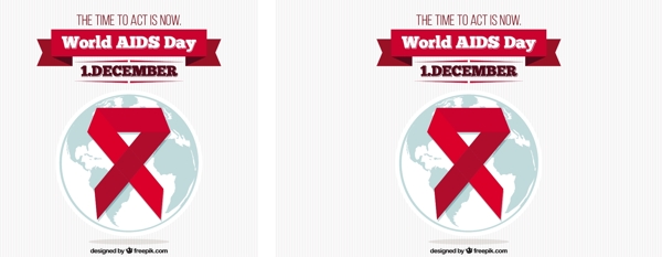 世界背景以红色蝴蝶结在世界艾滋病日的平面设计