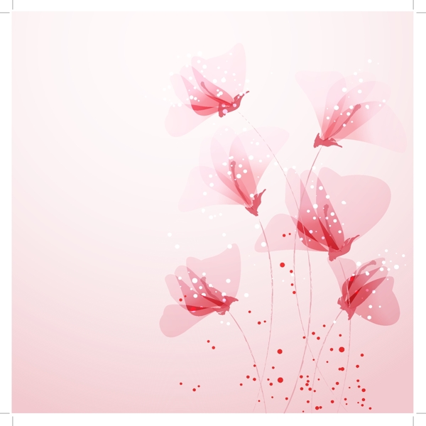 甜蜜粉色花卉卡通矢量素材