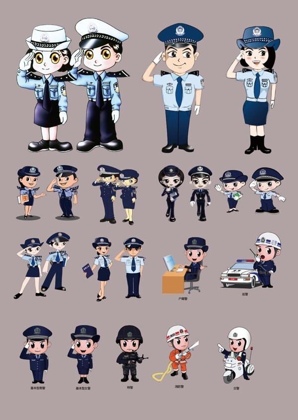 卡通警察实际像素下非清晰图片