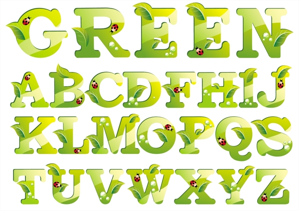 绿叶字母图片