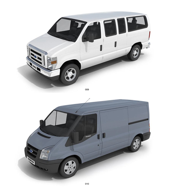 超精细的3DMAX交通工具模型面包车