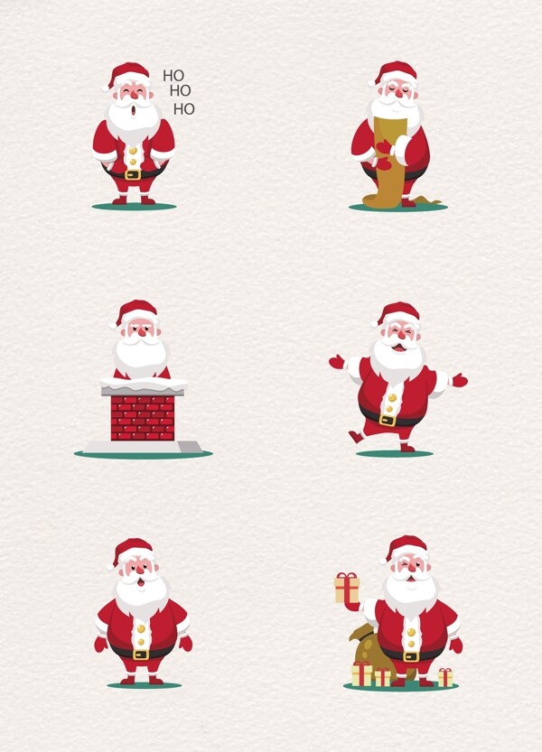 6款可爱圣诞老人卡通设计