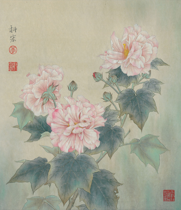 李科宏工笔芙蓉花开图片