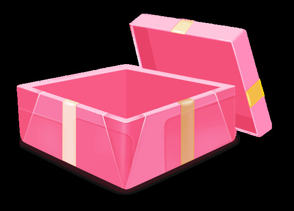 卡通粉色礼物盒png元素