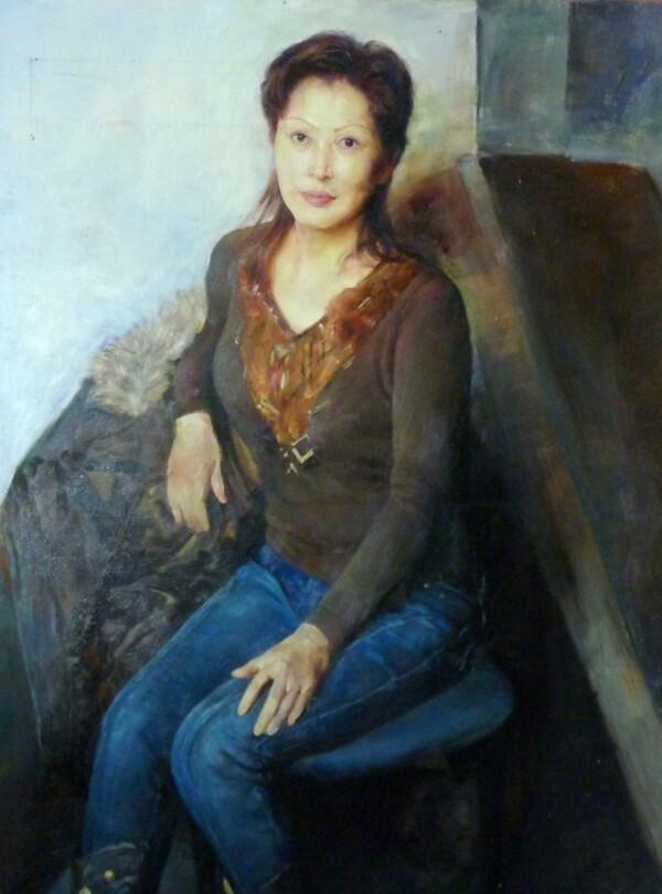 坐着的女人油画图片