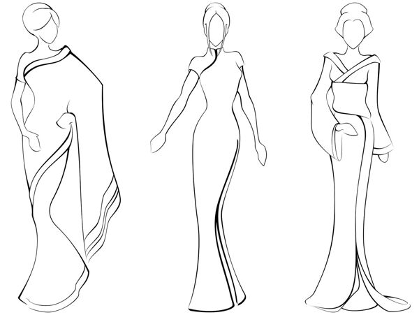 3款旗袍设计图