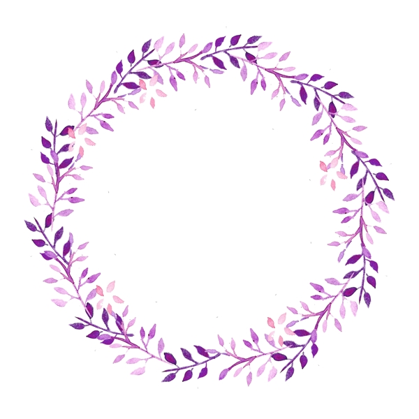 紫色的水彩花环插画