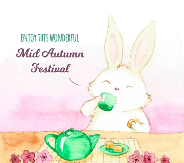 中秋节饮茶兔子图片