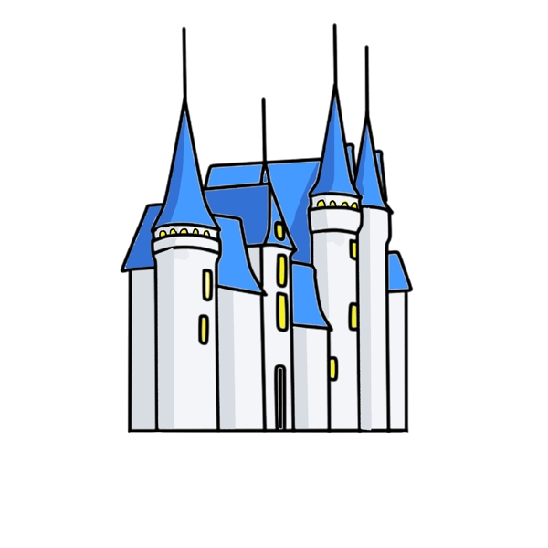 蓝色建筑城堡设计可商用元素
