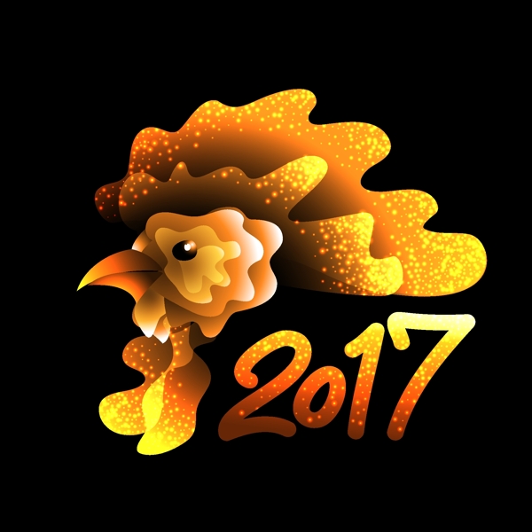 金色公鸡2017年新年卡片设计矢量