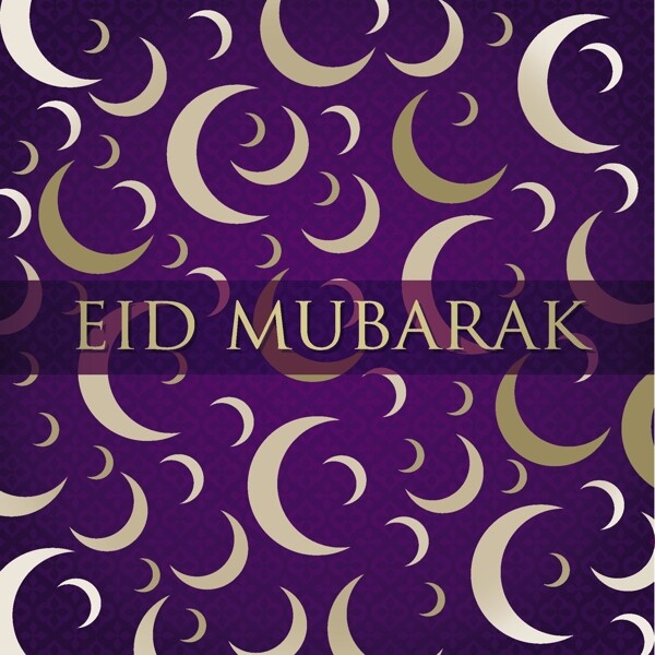 金新月开斋节Eid穆巴拉克祝福矢量格式的卡