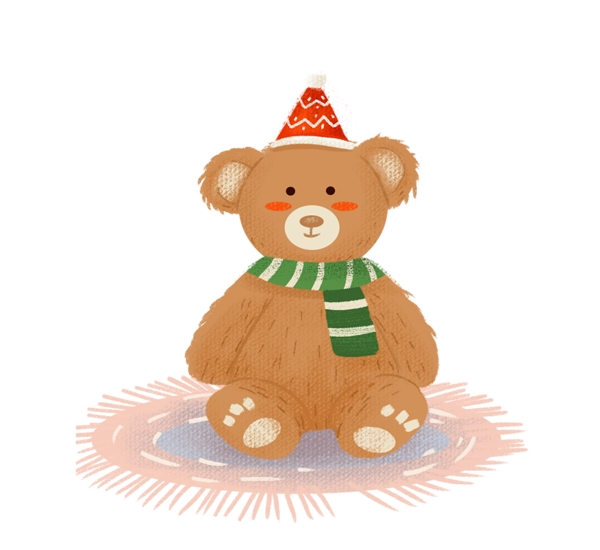圣诞节主题治愈系小熊插画