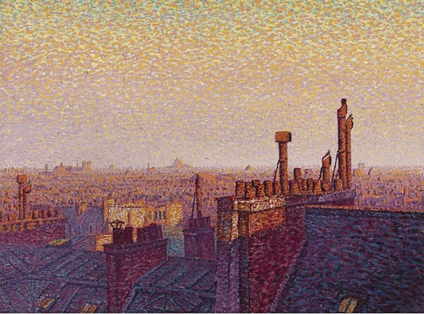 GustaveCariotTheRoofsofParisSunset1899画家风景画静物油画建筑油画装饰画