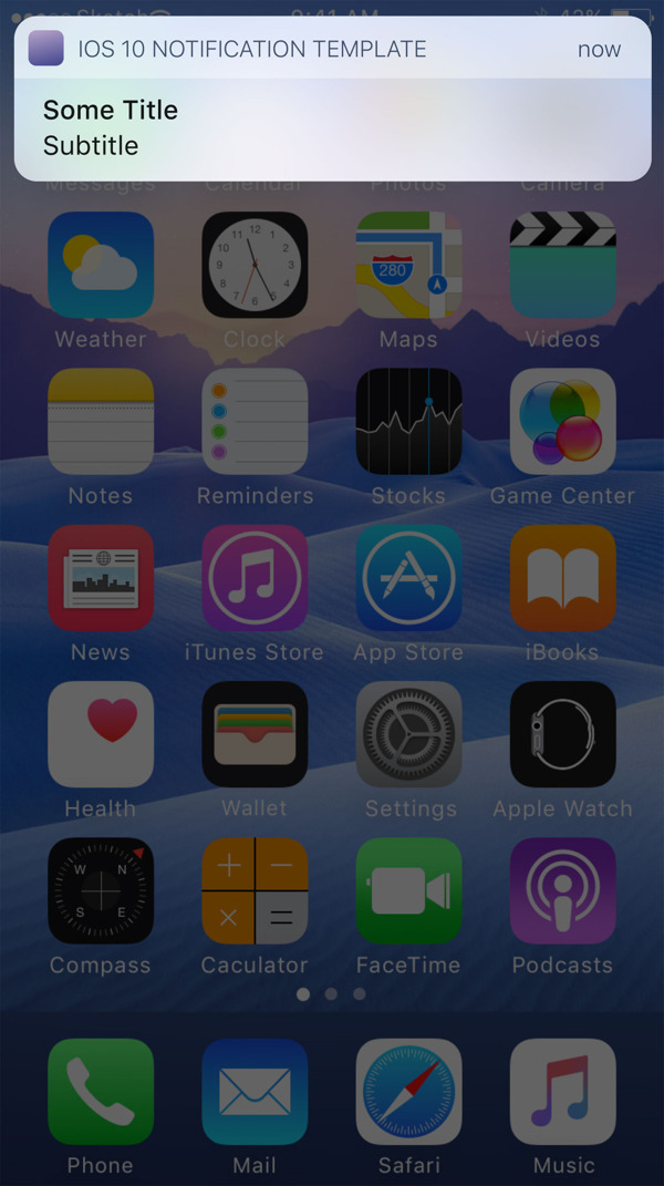iOS10通知模版移动手机APP界面UI