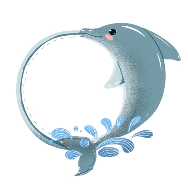 珍惜动物卡通边框海豚