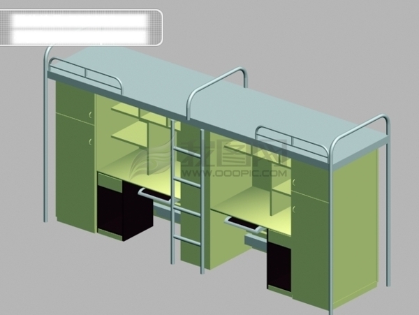 3d宿舍桌床组合