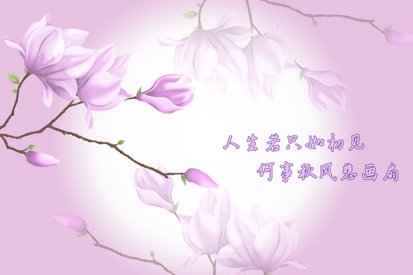 手绘花卉风景插画