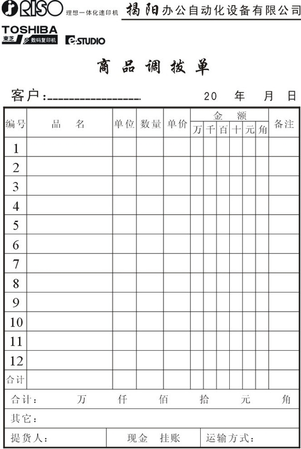 商品调拨单图片