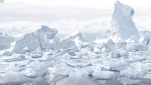 冰河里缓缓飘动的冰块实拍视频