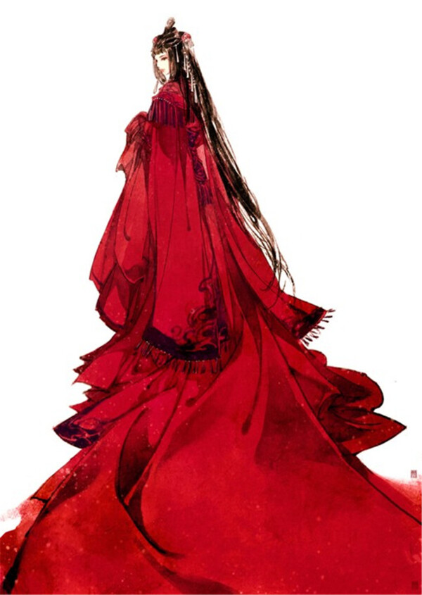 大红色长裙礼服设计图