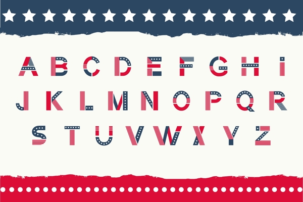 美国星条旗英文字体设计