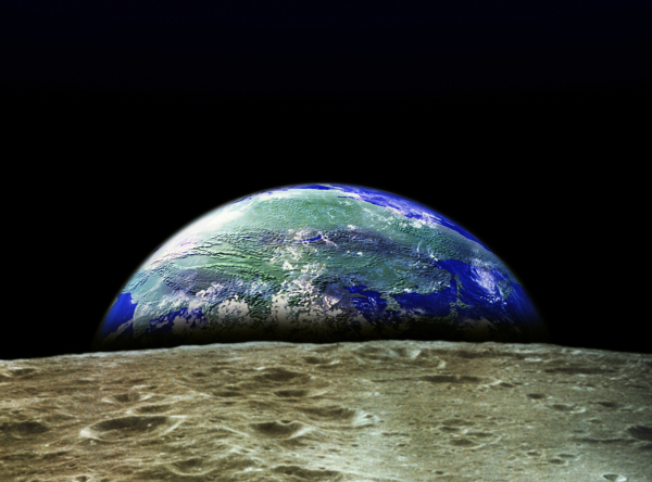 月球表面与地球创意图片